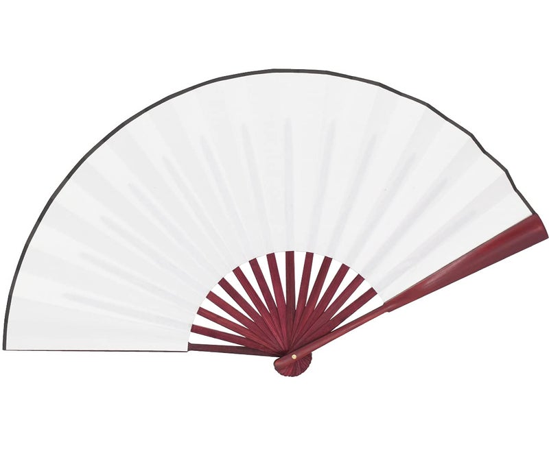 HONSHEN Chinese Folding Fan White Hand Fans Bamboo Fan with Traditional Chinese Arts Handicraft (White) - Image 1